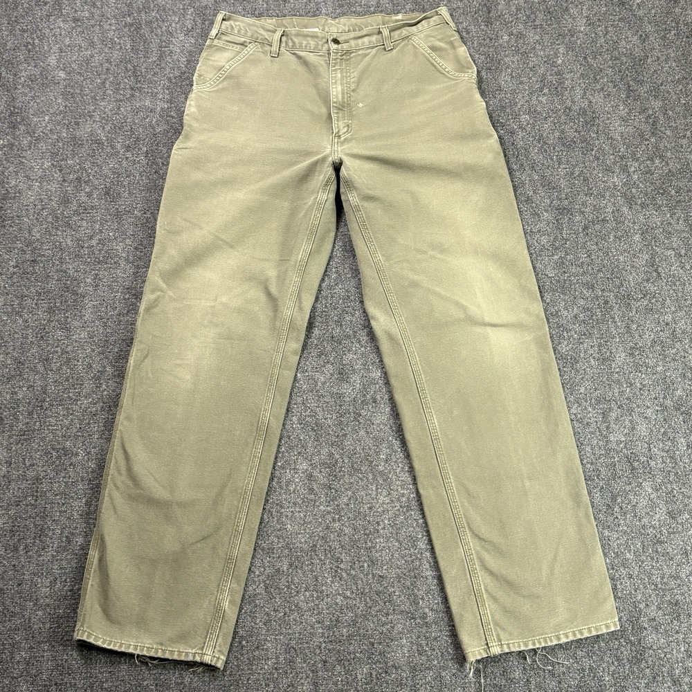 Vintage Carhartt Carpenter Pants Mens 36x34 Moss Green Baggy Workwear B11 MOS